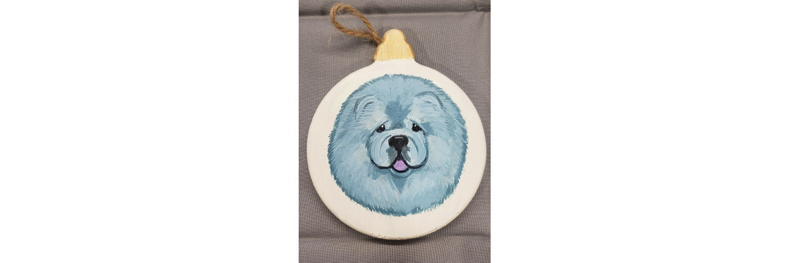 Hand Painted Blue Chow Chow Round Ornament