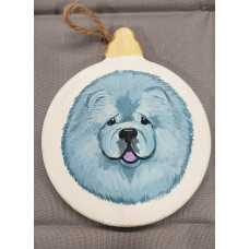 Hand Painted Blue Chow Chow Round Ornament