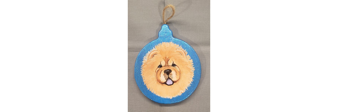 Red Chow Chow On Blue Round