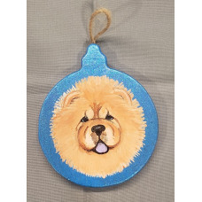 Red Chow Chow On Blue Round