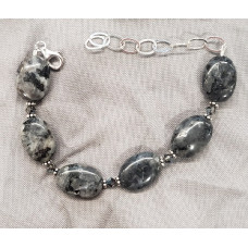 Sterling Silver Larkavite &Swarovski Crystal bracelet