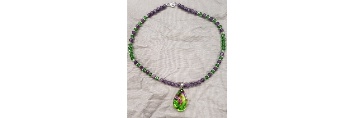 Fused Glass Sterling Silver necklace
