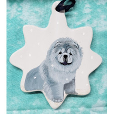 Blue chow chow on porcelain 