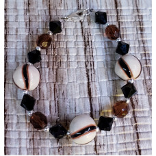 Golem Studio Handmade Ceramic & Swarovski & Brown Czech